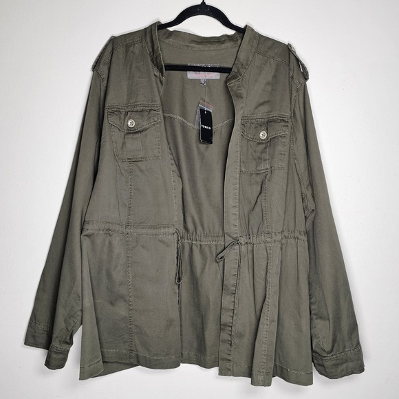 Torrid Womens 4X Green Cardigan Jacket Open Front Pockets Long Sleeve Utility - Picture 1 of 8